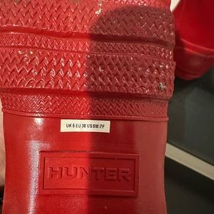Red hunter rain boots